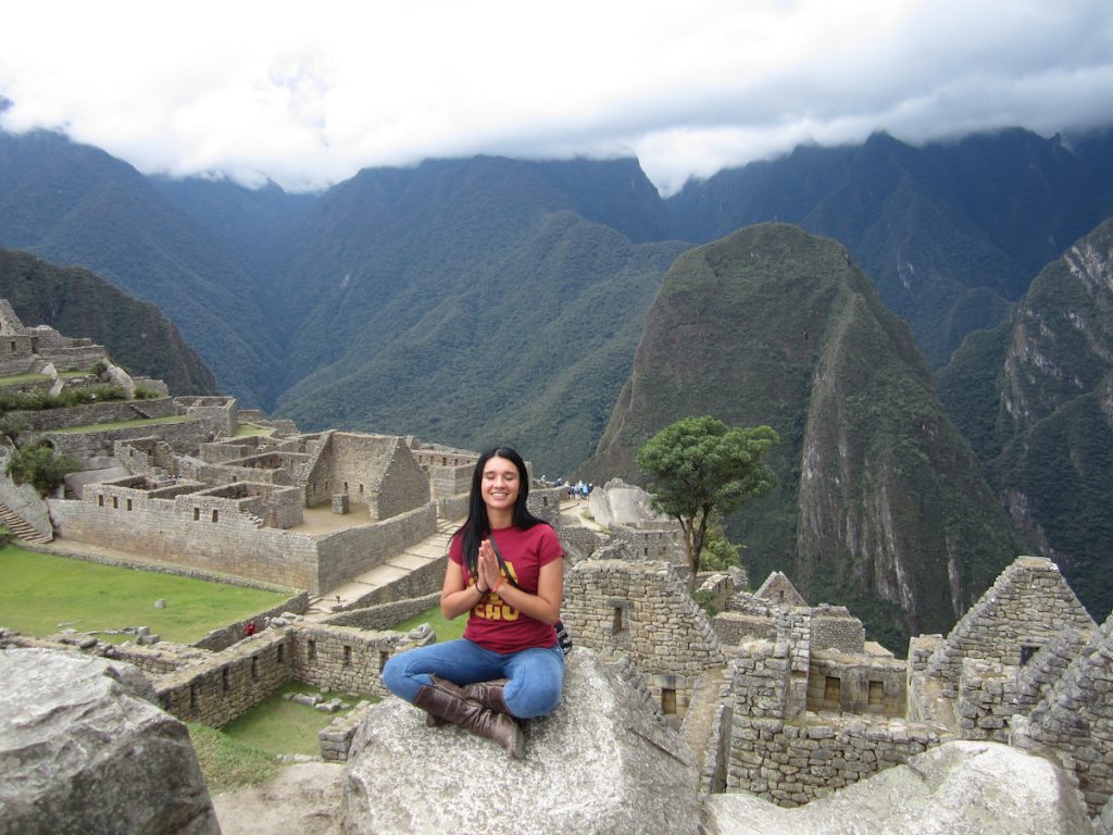 Praying at Machu Picchu